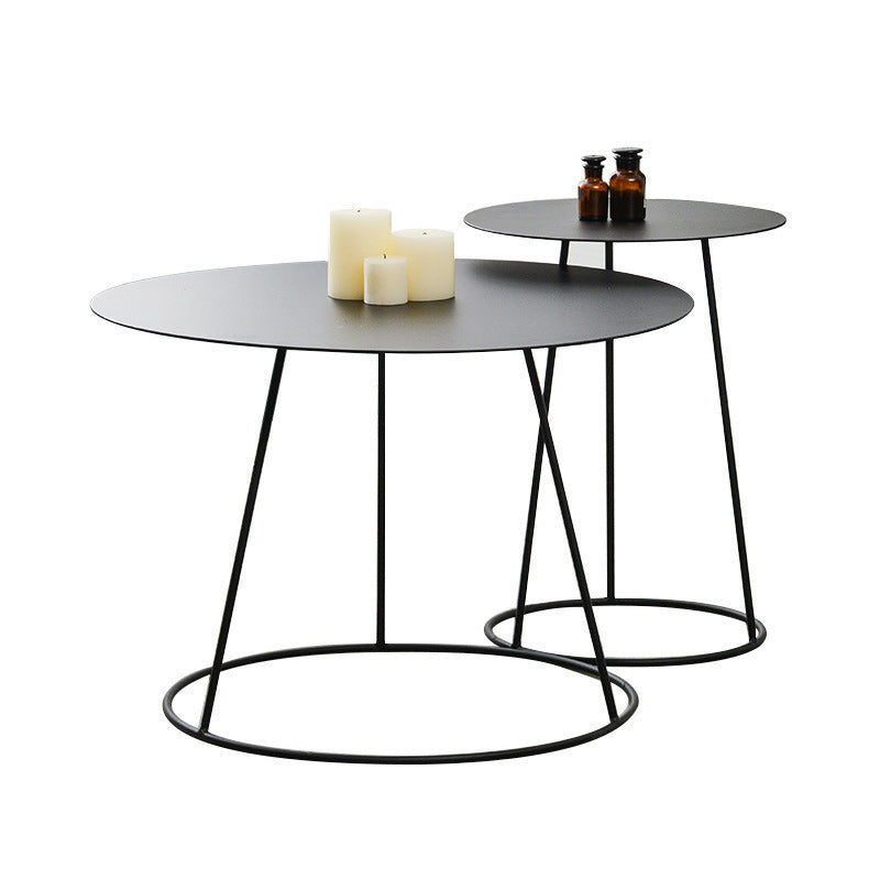 Mid-Century Modern Iron Coffee Table Set Black Finish Round Cocktail Table Clearhalo 'Coffee & Accent Tables' 'Coffee Tables' 'coffee_tables' 'furn' 'furn_coffee_tables' 'Furniture' 'Living Room Furniture' 6322748