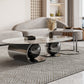 Slate Oval Coffee Table Golden Metal Frame Abstract Cocktail Table, 14.17" High Clearhalo 'Coffee & Accent Tables' 'Coffee Tables' 'coffee_tables' 'furn' 'furn_coffee_tables' 'Furniture' 'Living Room Furniture' 6322753