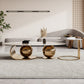 Slate Oval Coffee Table Golden Metal Frame Abstract Cocktail Table, 14.17" High Clearhalo 'Coffee & Accent Tables' 'Coffee Tables' 'coffee_tables' 'furn' 'furn_coffee_tables' 'Furniture' 'Living Room Furniture' 6322754