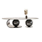 Slate Oval Coffee Table Golden Metal Frame Abstract Cocktail Table, 14.17" High Black Clearhalo 'Coffee & Accent Tables' 'Coffee Tables' 'coffee_tables' 'furn' 'furn_coffee_tables' 'Furniture' 'Living Room Furniture' 6322757