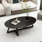 17.7" Tall Iron Cross Legs Cocktail Table Oval Slate Top Coffee Table Black Black Clearhalo 'Coffee & Accent Tables' 'Coffee Tables' 'coffee_tables' 'furn' 'furn_coffee_tables' 'Furniture' 'Living Room Furniture' 6322765