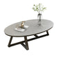 17.7" Tall Iron Cross Legs Cocktail Table Oval Slate Top Coffee Table Clearhalo 'Coffee & Accent Tables' 'Coffee Tables' 'coffee_tables' 'furn' 'furn_coffee_tables' 'Furniture' 'Living Room Furniture' 6322775