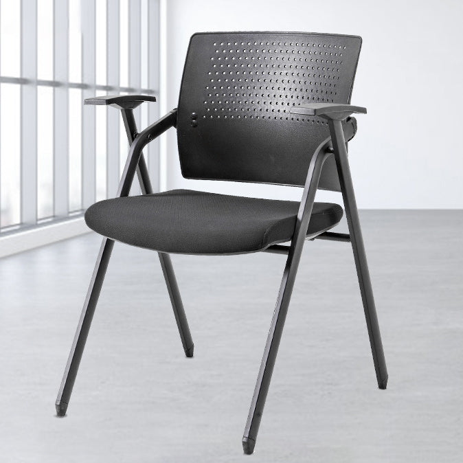 19" Wide Contemporary Desk Chair Black No Wheels Office Chair Clearhalo 'furn' 'furn_office_chair' 'Furniture' 'Office Chairs' 'Office Furniture' 'office_chair' 6322783