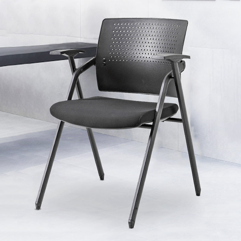 19" Wide Contemporary Desk Chair Black No Wheels Office Chair Clearhalo 'furn' 'furn_office_chair' 'Furniture' 'Office Chairs' 'Office Furniture' 'office_chair' 6322788