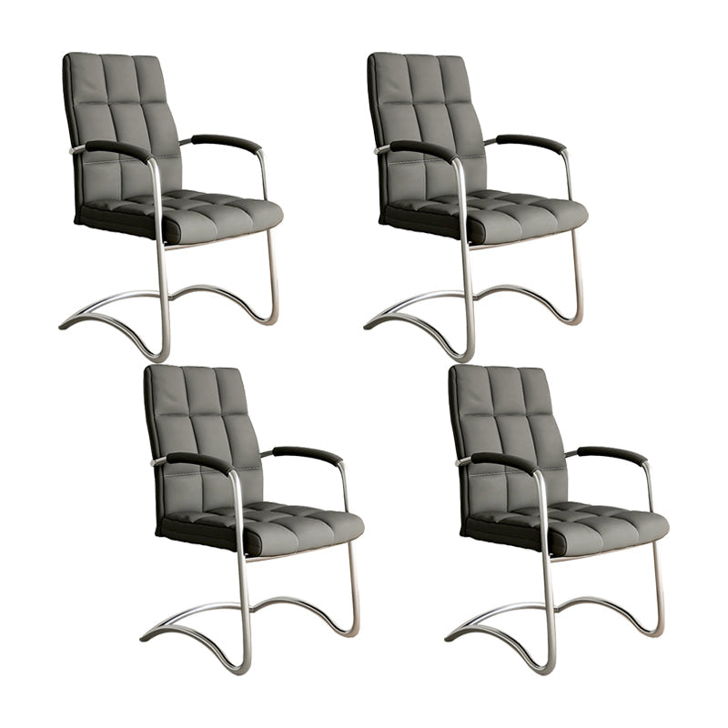 Modern Fixed Arms Desk Chair Faux Leather Mid Back Office Chair 4 Piece Set Clearhalo 'furn' 'furn_office_chair' 'Furniture' 'Office Chairs' 'Office Furniture' 'office_chair' 6322817
