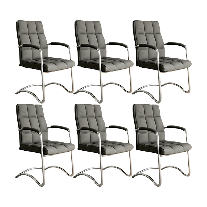 Modern Fixed Arms Desk Chair Faux Leather Mid Back Office Chair 6 Piece Set Clearhalo 'furn' 'furn_office_chair' 'Furniture' 'Office Chairs' 'Office Furniture' 'office_chair' 6322819
