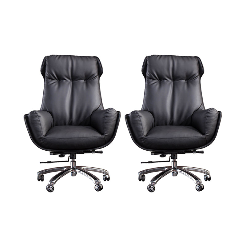 High Back Armless Managers Chair Modern Faux Leather Executive Chair 2 Piece Set Clearhalo 'furn' 'furn_office_chair' 'Furniture' 'Office Chairs' 'Office Furniture' 'office_chair' 6322832