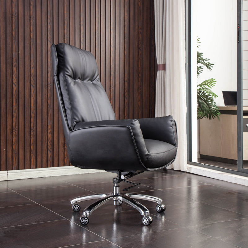 High Back Armless Managers Chair Modern Faux Leather Executive Chair Clearhalo 'furn' 'furn_office_chair' 'Furniture' 'Office Chairs' 'Office Furniture' 'office_chair' 6322833