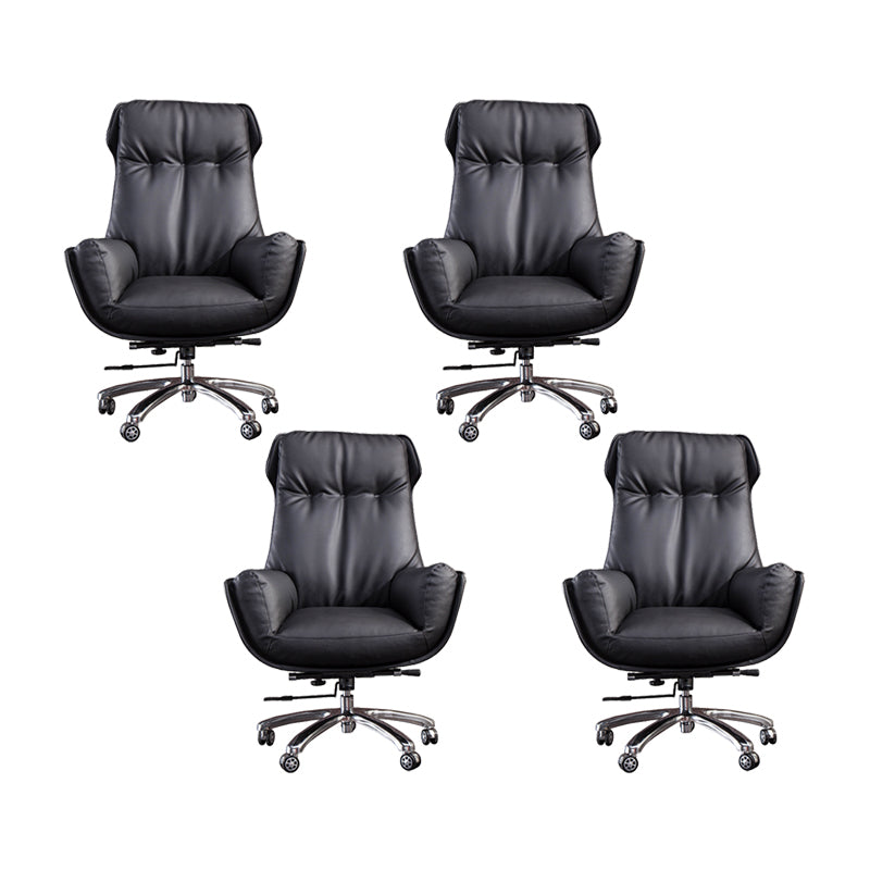 High Back Armless Managers Chair Modern Faux Leather Executive Chair 4 Piece Set Clearhalo 'furn' 'furn_office_chair' 'Furniture' 'Office Chairs' 'Office Furniture' 'office_chair' 6322834