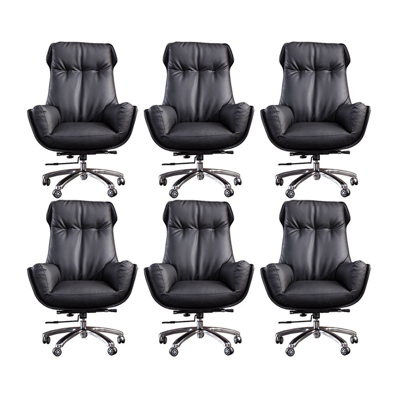 High Back Armless Managers Chair Modern Faux Leather Executive Chair 6 Piece Set Clearhalo 'furn' 'furn_office_chair' 'Furniture' 'Office Chairs' 'Office Furniture' 'office_chair' 6322836