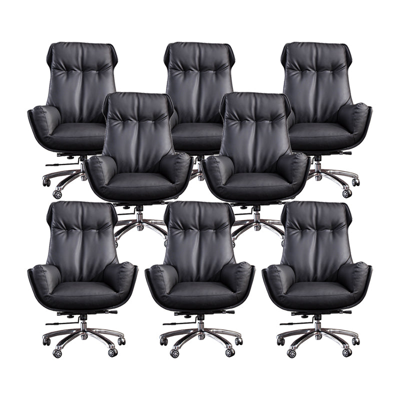 High Back Armless Managers Chair Modern Faux Leather Executive Chair 8 Piece Set Clearhalo 'furn' 'furn_office_chair' 'Furniture' 'Office Chairs' 'Office Furniture' 'office_chair' 6322838