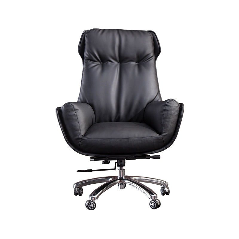 High Back Armless Managers Chair Modern Faux Leather Executive Chair Clearhalo 'furn' 'furn_office_chair' 'Furniture' 'Office Chairs' 'Office Furniture' 'office_chair' 6322839