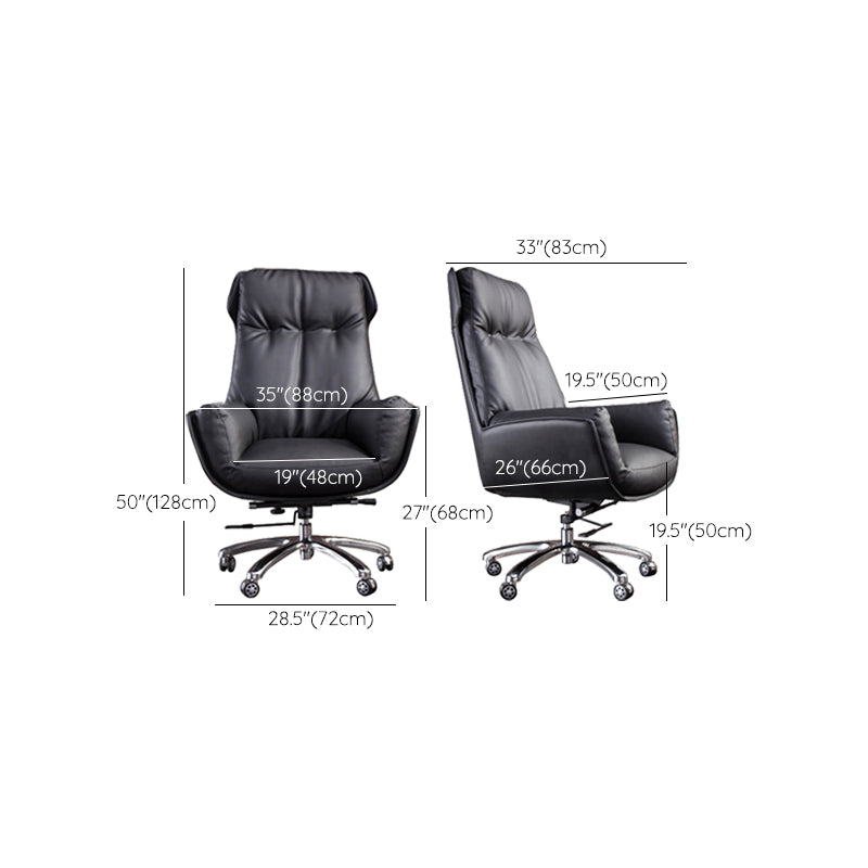 High Back Armless Managers Chair Modern Faux Leather Executive Chair Clearhalo 'furn' 'furn_office_chair' 'Furniture' 'Office Chairs' 'Office Furniture' 'office_chair' 6322845