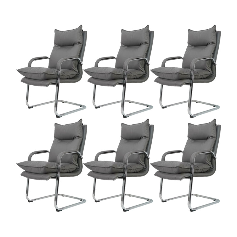 Sedia da manager con schienale alto grigio Sedia direzionale moderna con braccioli imbottiti