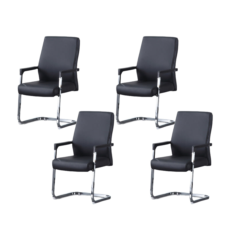 Contemporary Faux Leather Arm Chair Conference Mid-Back Office Chair 4 Piece Set Clearhalo 'furn' 'furn_office_chair' 'Furniture' 'Office Chairs' 'Office Furniture' 'office_chair' 6322875
