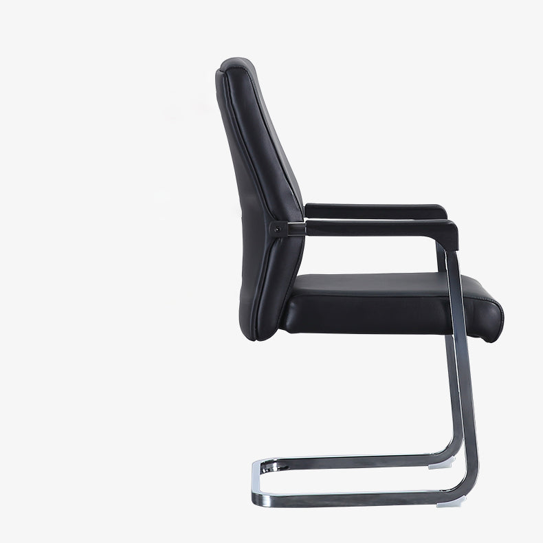 Contemporary Faux Leather Arm Chair Conference Mid-Back Office Chair Clearhalo 'furn' 'furn_office_chair' 'Furniture' 'Office Chairs' 'Office Furniture' 'office_chair' 6322885