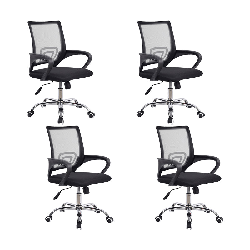 Contemporary Tilt Mechanism Microfiber Chair Task Mid-Back Arm Chair 4 Piece Set Clearhalo 'furn' 'furn_office_chair' 'Furniture' 'Office Chairs' 'Office Furniture' 'office_chair' 6322890