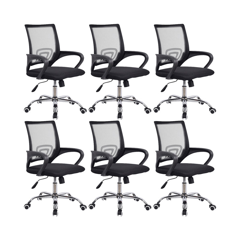 Contemporary Tilt Mechanism Microfiber Chair Task Mid-Back Arm Chair 6 Piece Set Clearhalo 'furn' 'furn_office_chair' 'Furniture' 'Office Chairs' 'Office Furniture' 'office_chair' 6322893