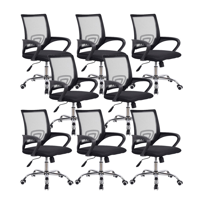 Contemporary Tilt Mechanism Microfiber Chair Task Mid-Back Arm Chair 8 Piece Set Clearhalo 'furn' 'furn_office_chair' 'Furniture' 'Office Chairs' 'Office Furniture' 'office_chair' 6322895