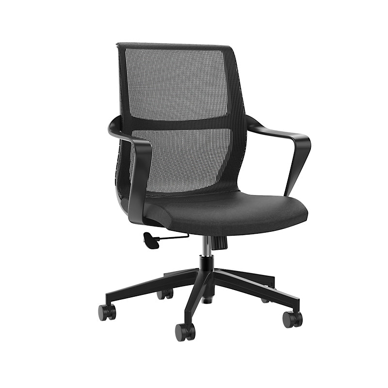 Chaise de bureau de style moderne, bras fixes à dossier moyen, chaise de travail ergonomique en maille