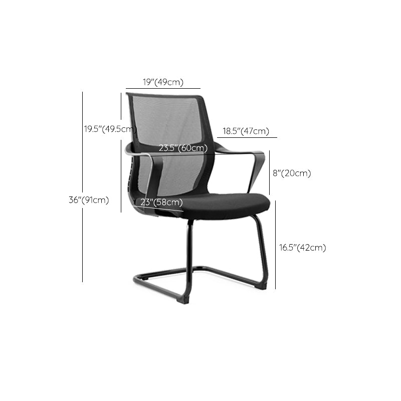 Chaise de bureau de style moderne, bras fixes à dossier moyen, chaise de travail ergonomique en maille