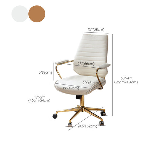 Sedia da scrivania moderna a metà retro in vena sedia da ufficio girevole in pelle con braccia imbottite