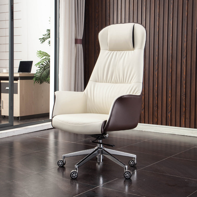 Modern Faux Leather Executive Chair High Back Armless Swivel Chair Faux Leather 1 Piece Clearhalo 'furn' 'furn_office_chair' 'Furniture' 'Office Chairs' 'Office Furniture' 'office_chair' 6323014