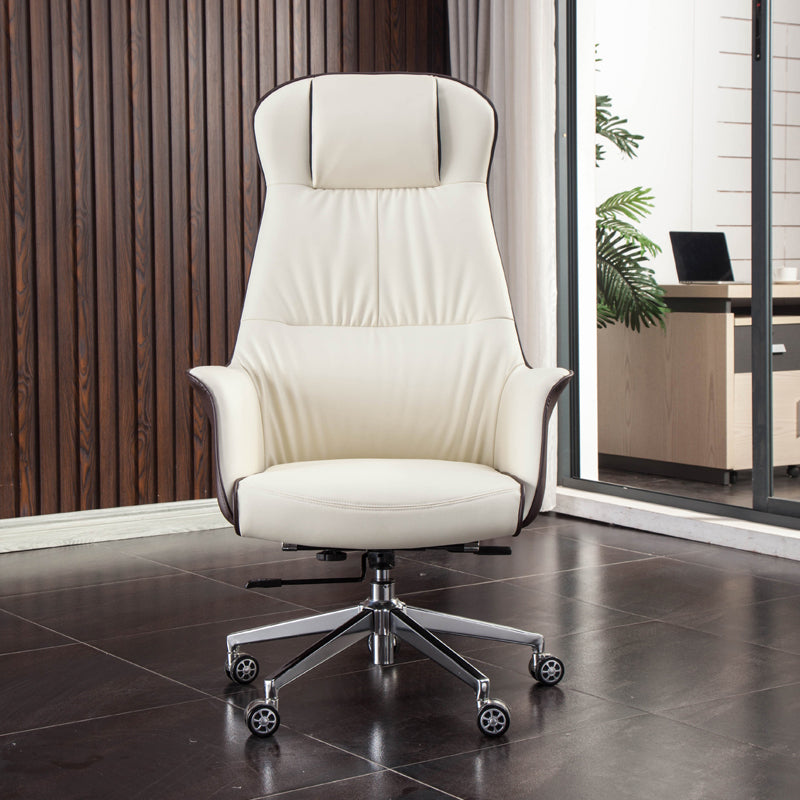 Modern Faux Leather Executive Chair High Back Armless Swivel Chair Microfiber Leather 1 Piece Clearhalo 'furn' 'furn_office_chair' 'Furniture' 'Office Chairs' 'Office Furniture' 'office_chair' 6323015