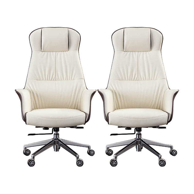 Modern Faux Leather Executive Chair High Back Armless Swivel Chair 2 Piece Set Clearhalo 'furn' 'furn_office_chair' 'Furniture' 'Office Chairs' 'Office Furniture' 'office_chair' 6323016