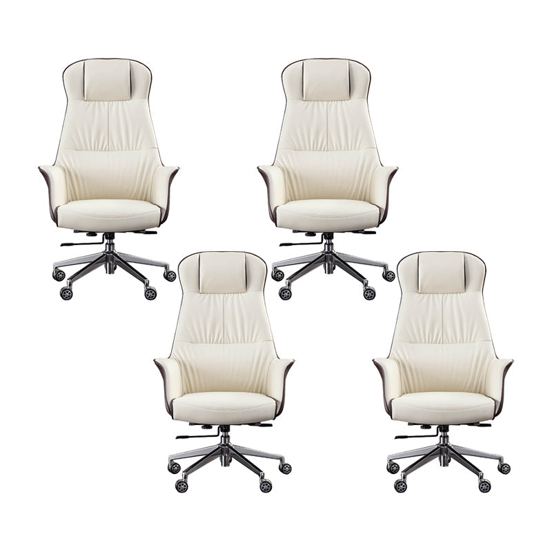 Modern Faux Leather Executive Chair High Back Armless Swivel Chair 4 Piece Set Clearhalo 'furn' 'furn_office_chair' 'Furniture' 'Office Chairs' 'Office Furniture' 'office_chair' 6323017
