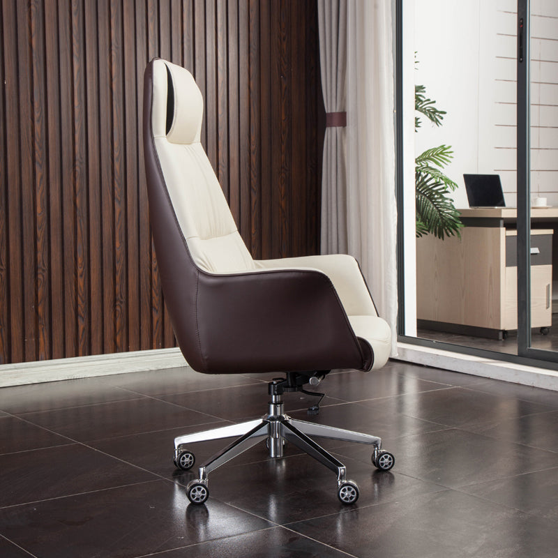 Modern Faux Leather Executive Chair High Back Armless Swivel Chair Clearhalo 'furn' 'furn_office_chair' 'Furniture' 'Office Chairs' 'Office Furniture' 'office_chair' 6323018