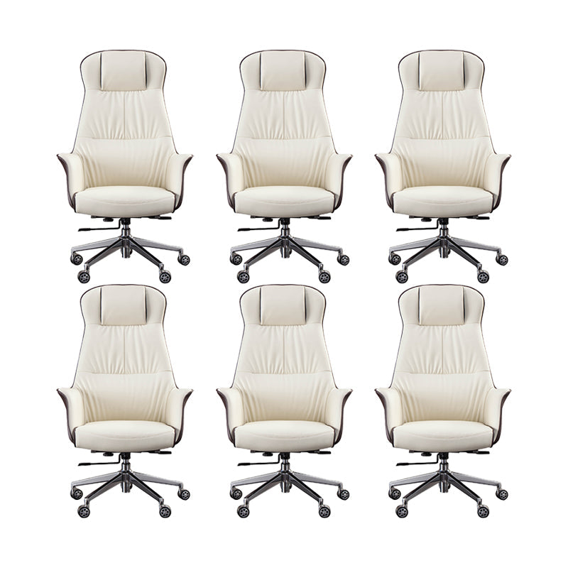 Modern Faux Leather Executive Chair High Back Armless Swivel Chair 6 Piece Set Clearhalo 'furn' 'furn_office_chair' 'Furniture' 'Office Chairs' 'Office Furniture' 'office_chair' 6323019