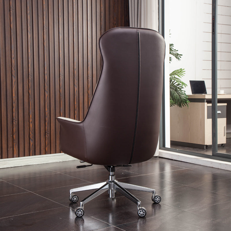 Modern Faux Leather Executive Chair High Back Armless Swivel Chair Clearhalo 'furn' 'furn_office_chair' 'Furniture' 'Office Chairs' 'Office Furniture' 'office_chair' 6323020