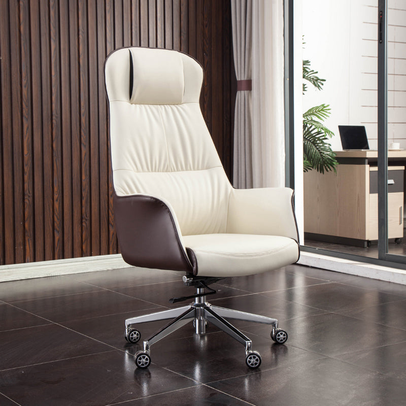 Modern Faux Leather Executive Chair High Back Armless Swivel Chair Clearhalo 'furn' 'furn_office_chair' 'Furniture' 'Office Chairs' 'Office Furniture' 'office_chair' 6323027