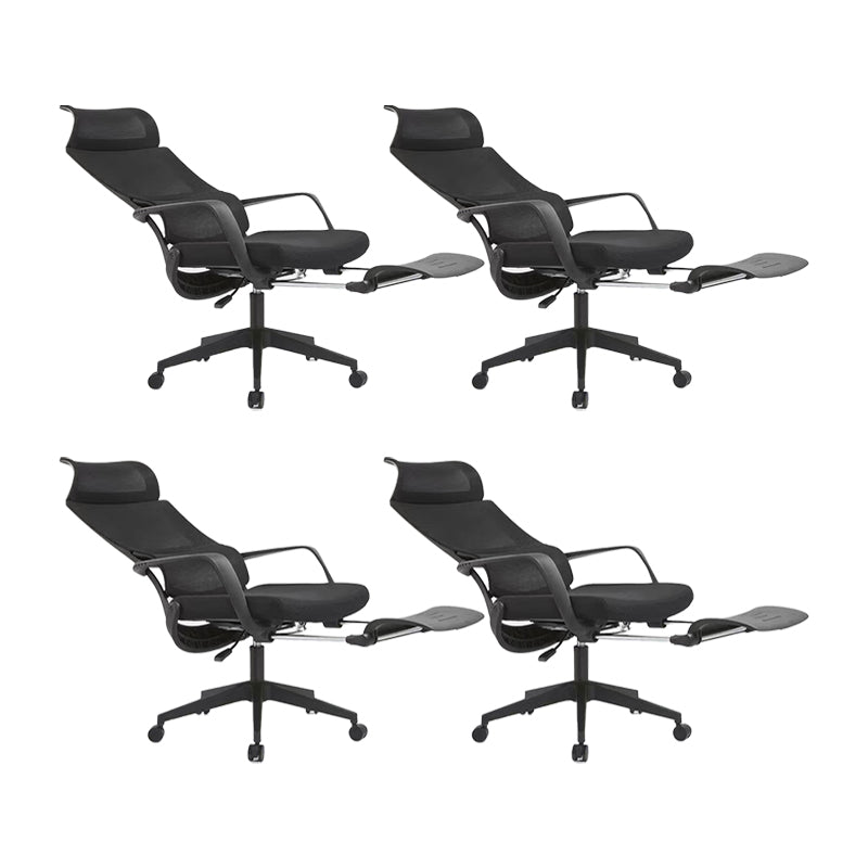 Modern Breathable AirGrid Chair Ergonomic Computer Task Mesh Swivel Chair Black 4 Piece Set Clearhalo 'furn' 'furn_office_chair' 'Furniture' 'Office Chairs' 'Office Furniture' 'office_chair' 6323058