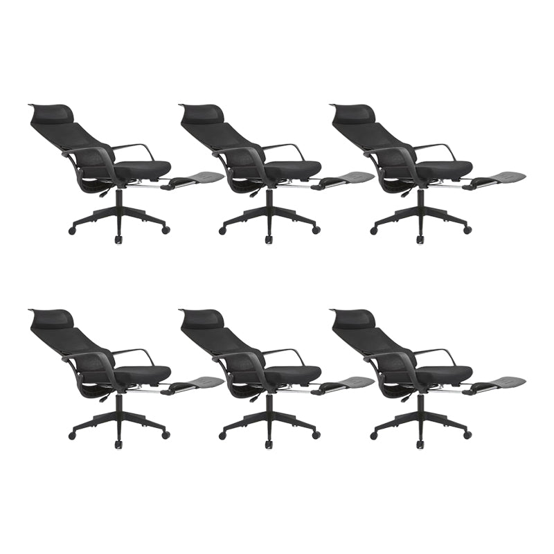 Modern Breathable AirGrid Chair Ergonomic Computer Task Mesh Swivel Chair Black 6 Piece Set Clearhalo 'furn' 'furn_office_chair' 'Furniture' 'Office Chairs' 'Office Furniture' 'office_chair' 6323060
