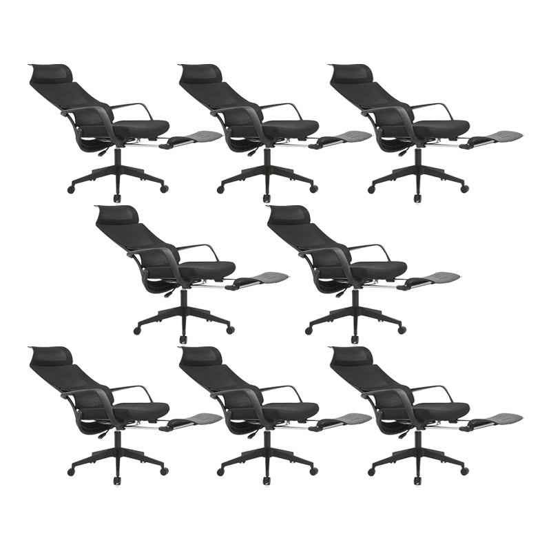 Modern Breathable AirGrid Chair Ergonomic Computer Task Mesh Swivel Chair Black 8 Piece Set Clearhalo 'furn' 'furn_office_chair' 'Furniture' 'Office Chairs' 'Office Furniture' 'office_chair' 6323062