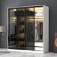 White Wardrobe with Grey Glass Doors Modern Storage Cabinet for Bedroom Clearhalo 'Armoires & Wardrobes' 'armoires_wardrobes' 'Bedroom Furniture' 'furn' 'furn_armoires_wardrobes' 'Furniture' 6323335