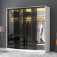 White Wardrobe with Grey Glass Doors Modern Storage Cabinet for Bedroom Clearhalo 'Armoires & Wardrobes' 'armoires_wardrobes' 'Bedroom Furniture' 'furn' 'furn_armoires_wardrobes' 'Furniture' 6323338