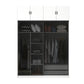 White Wardrobe with Grey Glass Doors Modern Storage Cabinet for Bedroom Armories & Top Cabinet Clearhalo 'Armoires & Wardrobes' 'armoires_wardrobes' 'Bedroom Furniture' 'furn' 'furn_armoires_wardrobes' 'Furniture' 6323339