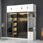 White Wardrobe with Grey Glass Doors Modern Storage Cabinet for Bedroom Clearhalo 'Armoires & Wardrobes' 'armoires_wardrobes' 'Bedroom Furniture' 'furn' 'furn_armoires_wardrobes' 'Furniture' 6323341