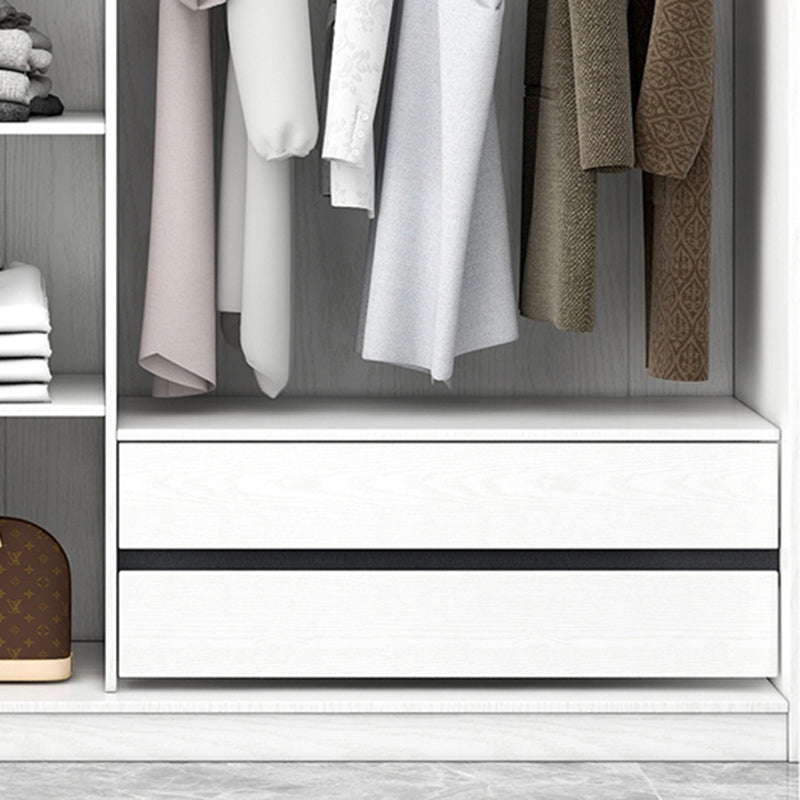 White Wardrobe with Grey Glass Doors Modern Storage Cabinet for Bedroom Clearhalo 'Armoires & Wardrobes' 'armoires_wardrobes' 'Bedroom Furniture' 'furn' 'furn_armoires_wardrobes' 'Furniture' 6323346