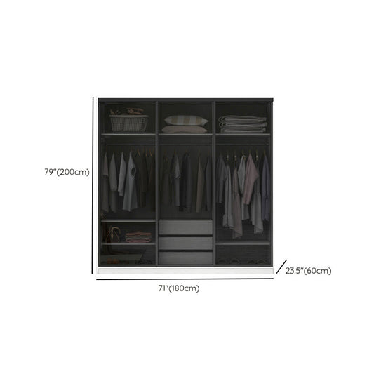White Wardrobe with Grey Glass Doors Modern Storage Cabinet for Bedroom Clearhalo 'Armoires & Wardrobes' 'armoires_wardrobes' 'Bedroom Furniture' 'furn' 'furn_armoires_wardrobes' 'Furniture' 6323351