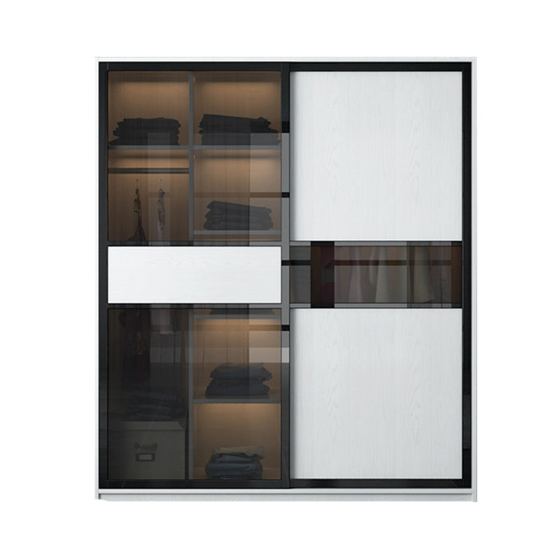 White Storage Cabinet with Glass Doors Contemporary Hinged Door Cabinet