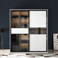White Storage Cabinet with Glass Doors Contemporary Hinged Door Cabinet