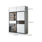 White Storage Cabinet with Glass Doors Contemporary Hinged Door Cabinet