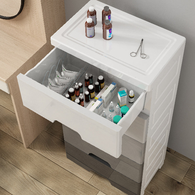 Contemporary Plastic Storage Cabinet for Bedroom Grey Cabinet with Drawers