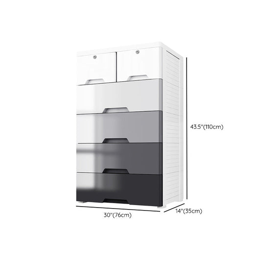 Contemporary Plastic Storage Cabinet for Bedroom Grey Cabinet with Drawers