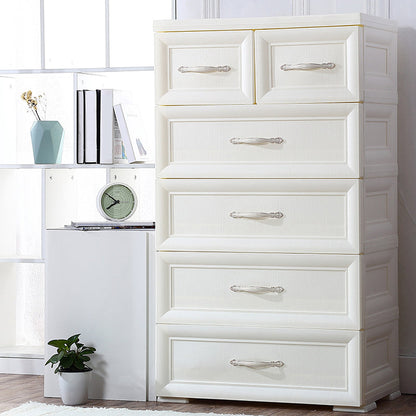 Modern Plastic Storage Cabinet for Bedroom Matte Finish Cabinet with 6 Drawers