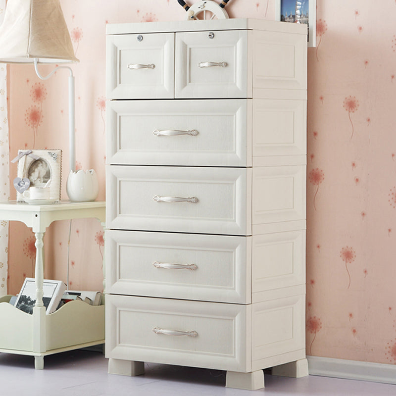 Modern Plastic Storage Cabinet for Bedroom Matte Finish Cabinet with 6 Drawers